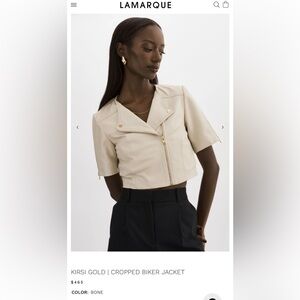 LAMARQUE Kirsi bone Leather Jacket with Gold Accents. Size Small